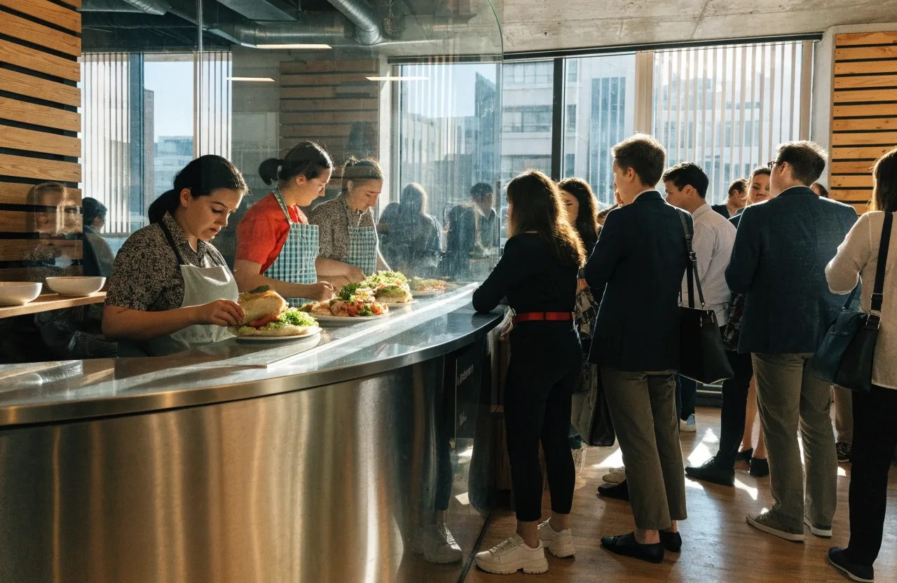 Lunch trade inside a Guzman y Gomez restaurant near Spencer Street in Melbourne